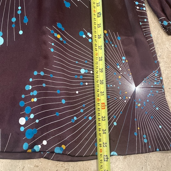 Trina Turk Dress Women’s Size 6 Brown Viscose Geometric Print Mini Long Sleeve - Picture 6 of 10